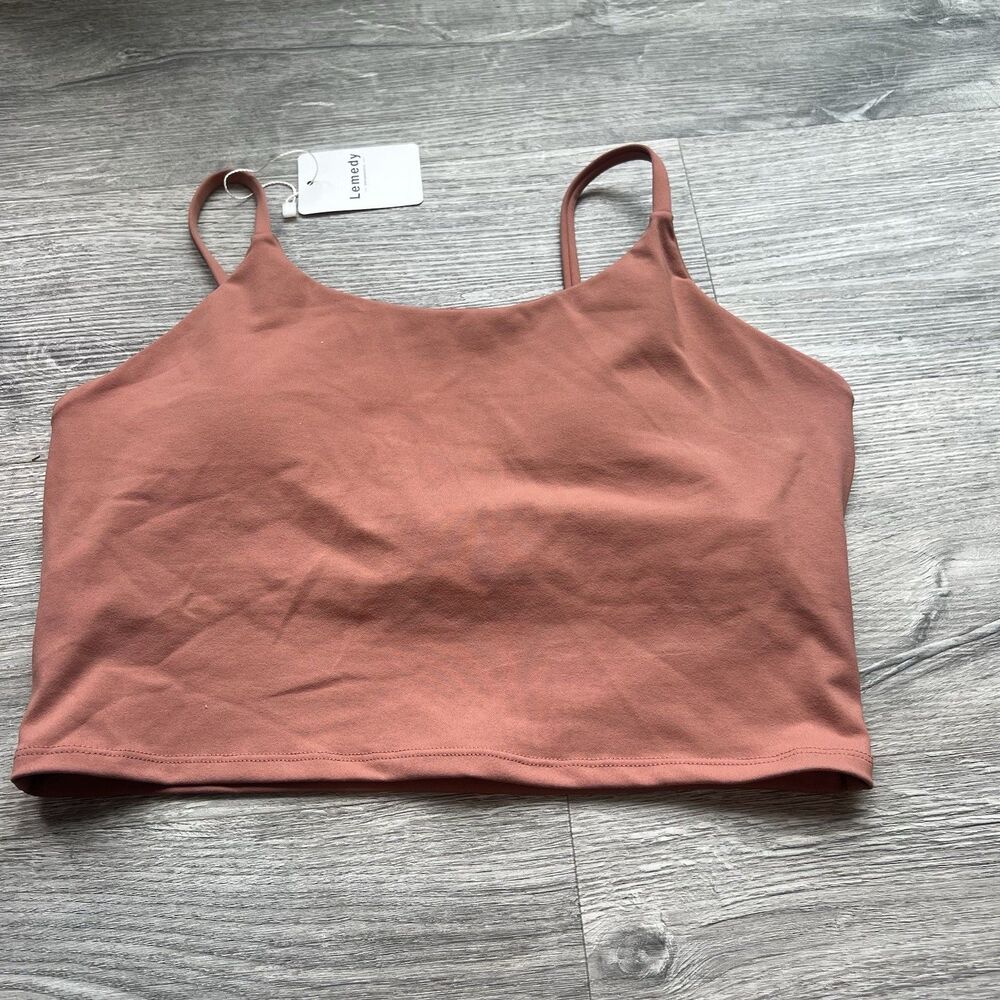 Lemedy Women Padded Sports Bra Fitness dark orange Workout Running yoga NWT XL